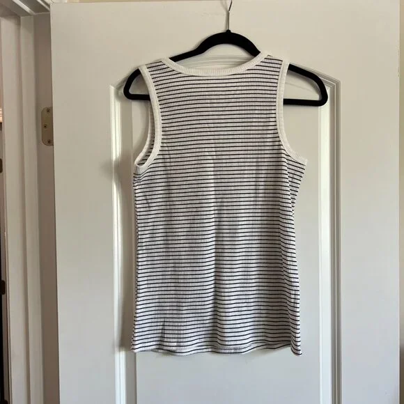 Nine West White Tank w/ Black Stripes - Picture 2 of 3